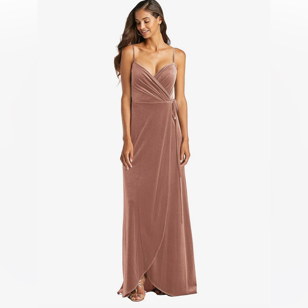 After Six Velvet Maxi Wrap Dress In Tawny Rose 1536 Sleeveless